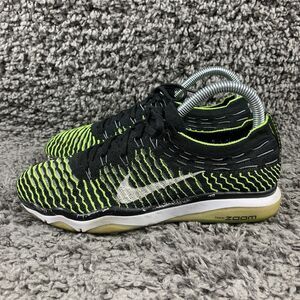 Nike Women Flyknit Zoom Hybrid Size 6.5 M Sneaker Athletic Running Black & Green